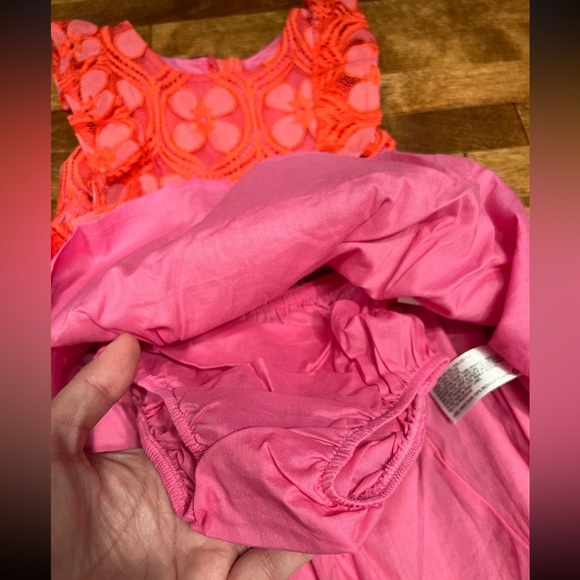 NWT Pink Lace Ruffle-Sleeve Dress 18 Months Osh Kosh’s Genuine Kid, Barbie pink - Picture 9 of 10